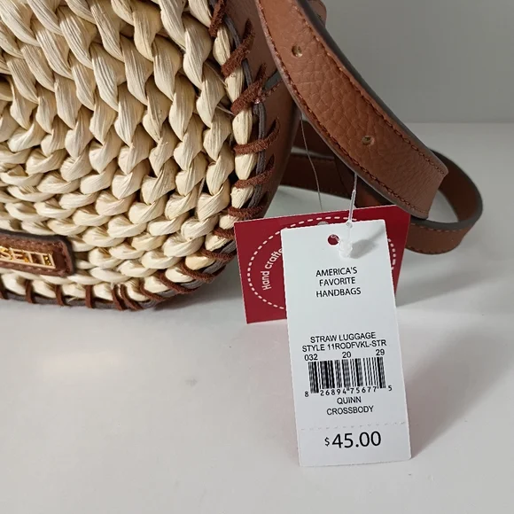 Rosetti Brown & Natural Round Leather & Straw Crossbody Bag - Picture 4 of 10